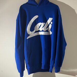 Original Deluxe Blue Hoodie with Silver Cali Print